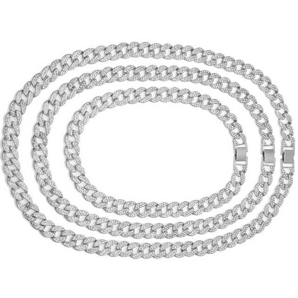 7.5mm Cuban Link Chain Necklace in 10K Silver -28\